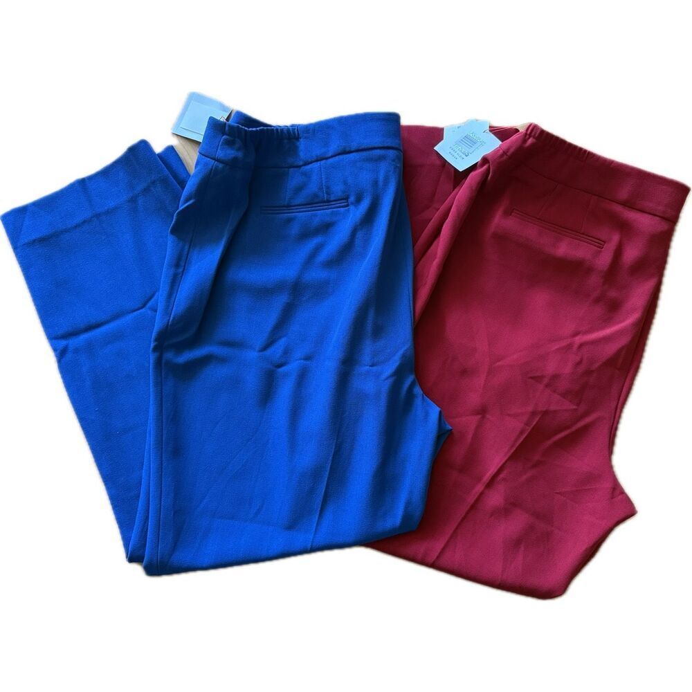 NWT Anne Klein Dress Pants Lot of 2 Women’s 18W Red and Blue Retail $89 each